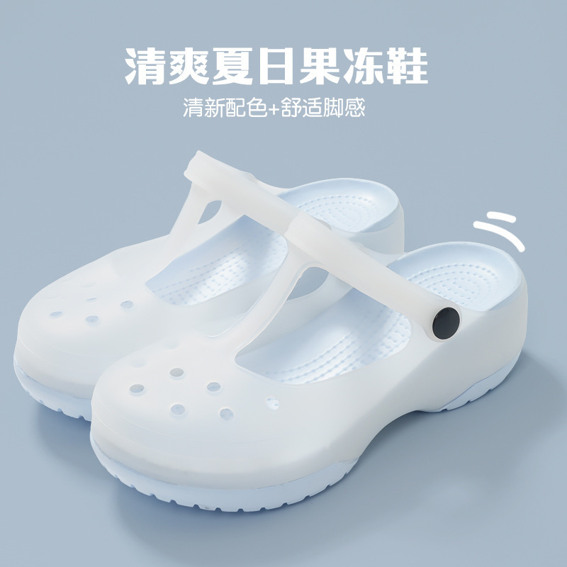 New Style Nurse Clogs for Women, Closed-Toe Sandals for Pregnant Women, Summer Non-Slip Thick-Soled Jelly Beach Shoes, Outdoor Soft-Soled Slippers