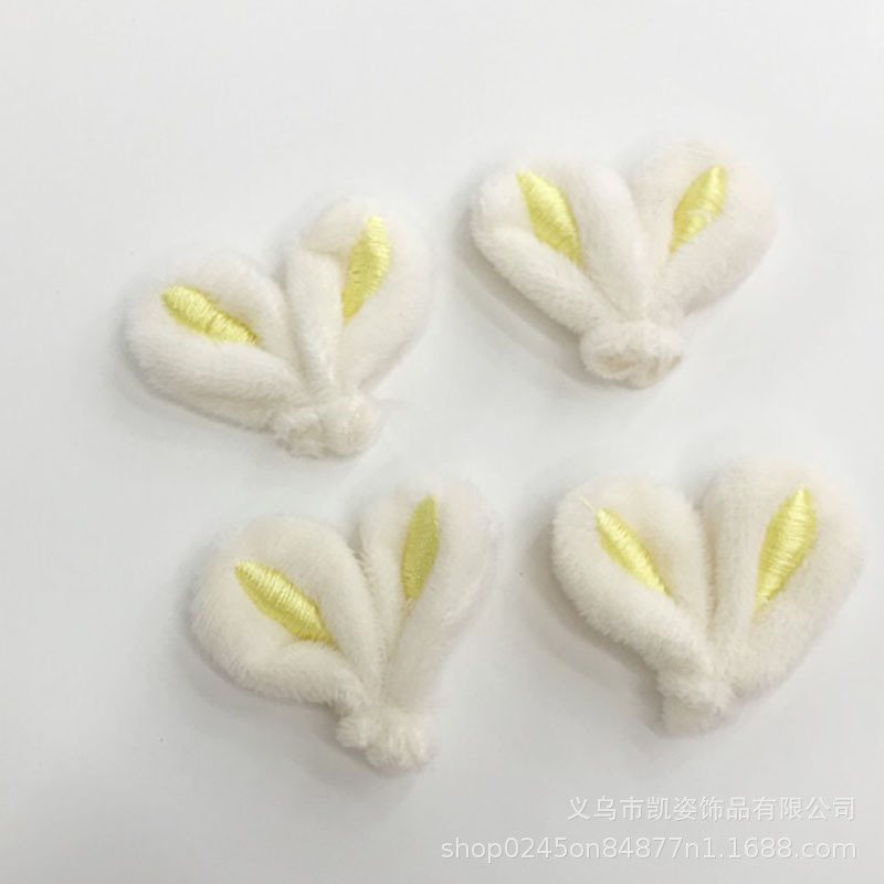 En stock pelo recto piel Orejas de conejo bordado accesorios calcetines muñeca accesorios para el cabello anillo de felpa accesorios lindos orejas