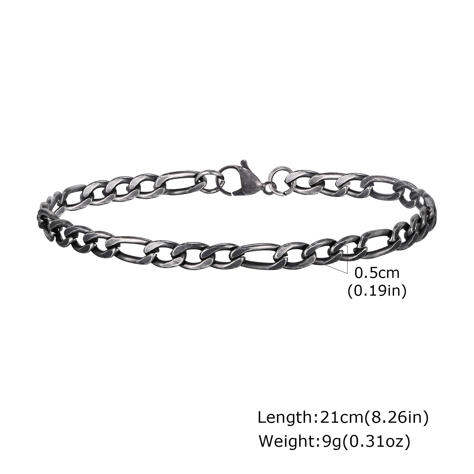 22g Weight Chain Bracelet Classification 201 Stainless Steel Chain Material figaro chain Chain Type 1 Piece Quantity Holiday, Daily Occasion 201 Stainless Steel Material Solid Color Pattern All Seasons Season Men's Gender Hip-Hop, Vintage Style Style Hip-Hop Vintage Style Solid Color 201 Stainless Steel Men's Chain Bracelet Men's Chain Bracelets 无