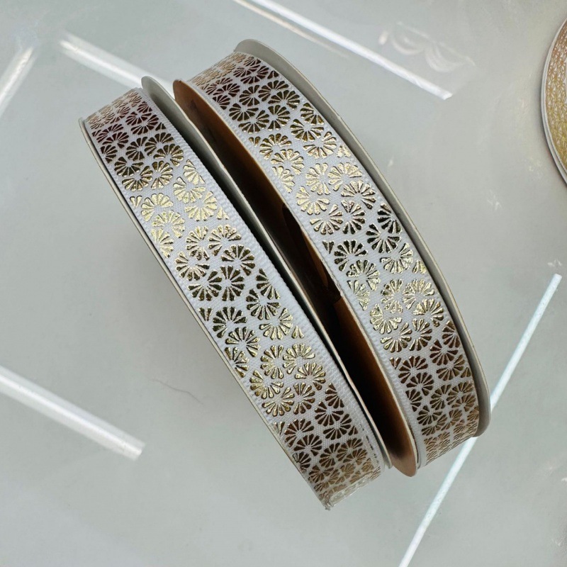 Bar brazo DIY cinta termoestable estampado poliéster cinta de regalo caja de regalo decoración 1.5cm de ancho estampado blanco