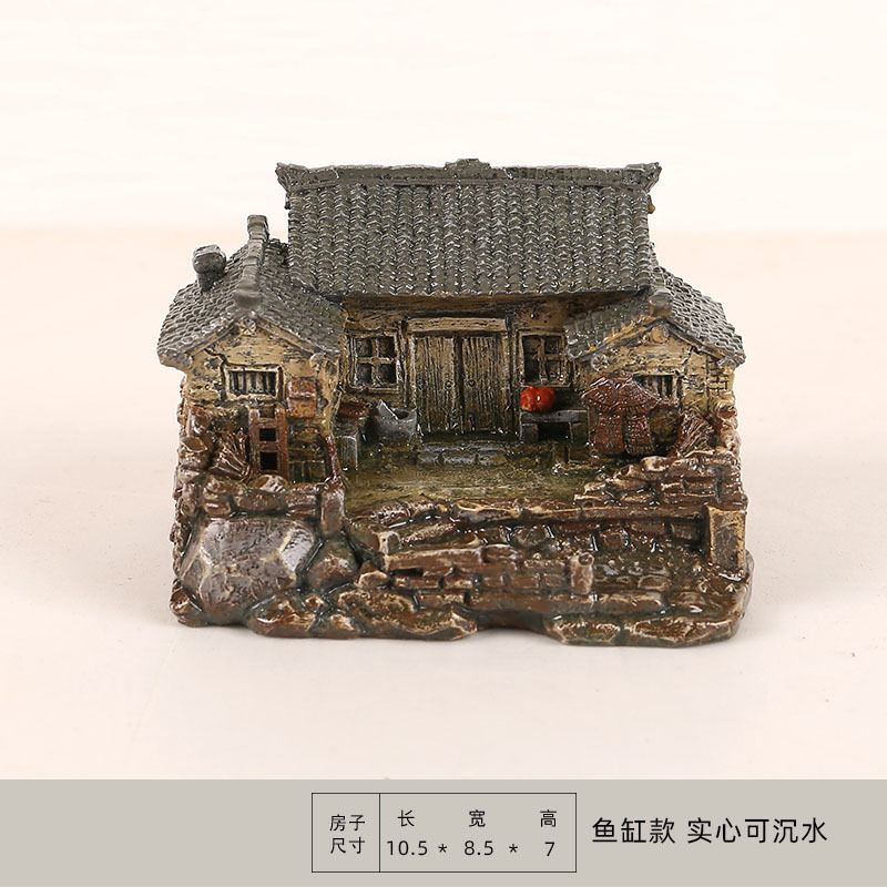 田园迷你小房子树脂摆件桌面茶几车载装饰花盆盆栽造景装饰小礼物|undefined