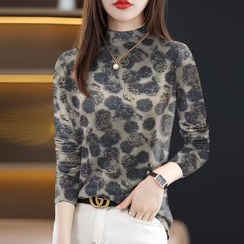 30009 [블랙커피-하프 터틀넥] 긴팔탑