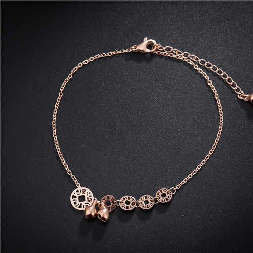 New Korean Style Titanium Steel Rose Gold Rose Foot Chain for Women, Simple Double Layer Geometric Student Foot Ring Small Accessory Wholesale