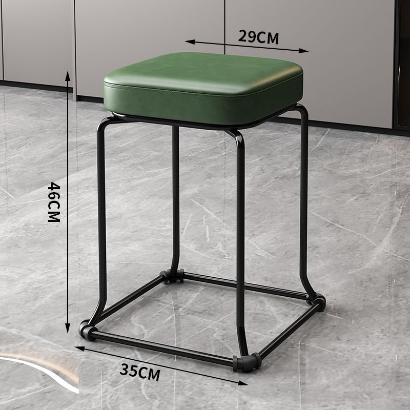 Taburete redondo de envoltura suave, silla de comedor de hierro forjado, taburete cuadrado sólido moderno, taburete de acero apilable para el hogar image 14