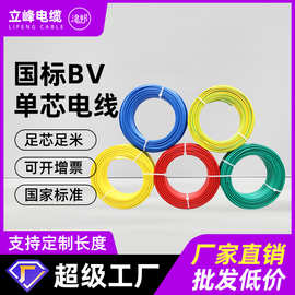 国标纯铜BV线家用1.5/2.5/4/6平方单芯铜芯硬线 阻燃家装电线批发