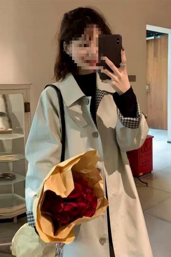 Autumn New Style Windbreaker Jacket for Women, College Style Design, Niche Temperament, Small Mid-Length Jacket for Women