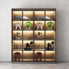 实木储物柜组合书架带玻璃门简约现代防尘书柜实木手办轻奢展示柜