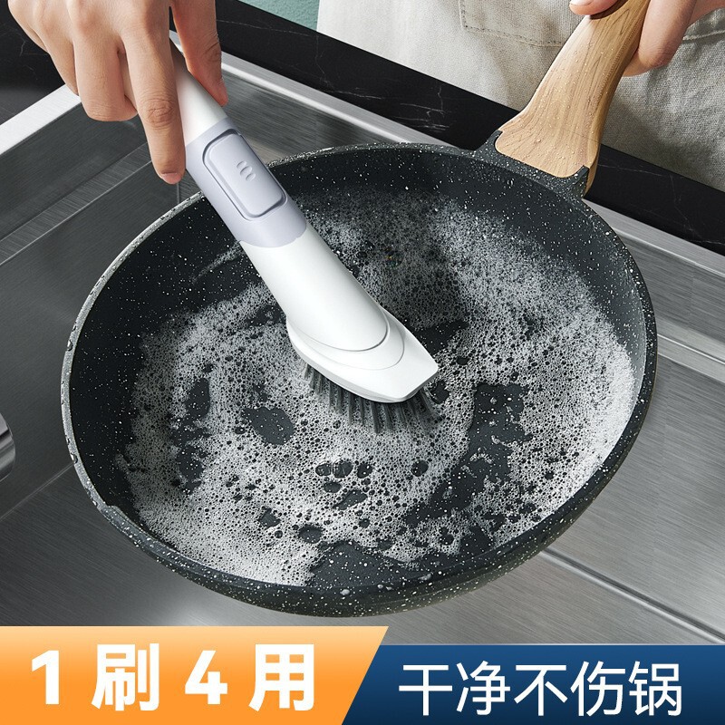 Household Lazy Brush Descaling Cleaning Oil Stain Stove Pot Brush Multi-Functional Pot Washing Artifact Long Handle Automatic Liquid Filling Silicone Household Lazy Brush Descaling Cleaning Oil Stain Stove Pot Brush Multi-Functional Pot Washing Artifact Long Handle Automatic Liquid Filling Silicone