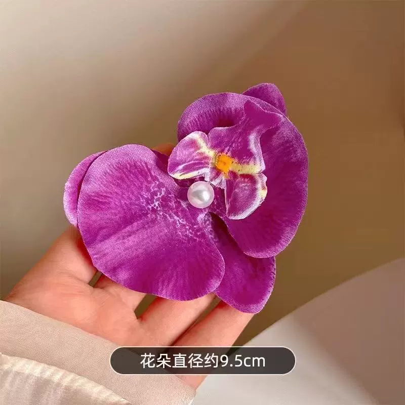 Hairgrip floral clips, princess French-style phalaenopsis & plumeria, multi-size duckbill & pins