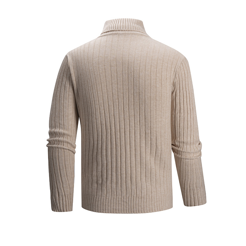 Maglione a collo alto a righe da uomo – Pullover a coste autunno/inverno (bianco/albicocca/blu navy/verde militare, M-4XL)_voghion.com