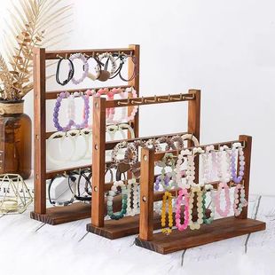 2025 Cross-border Jewelry Keychain Earrings Pendant Display Stand Walnut Color Jewelry Hanger Hook Stall Store