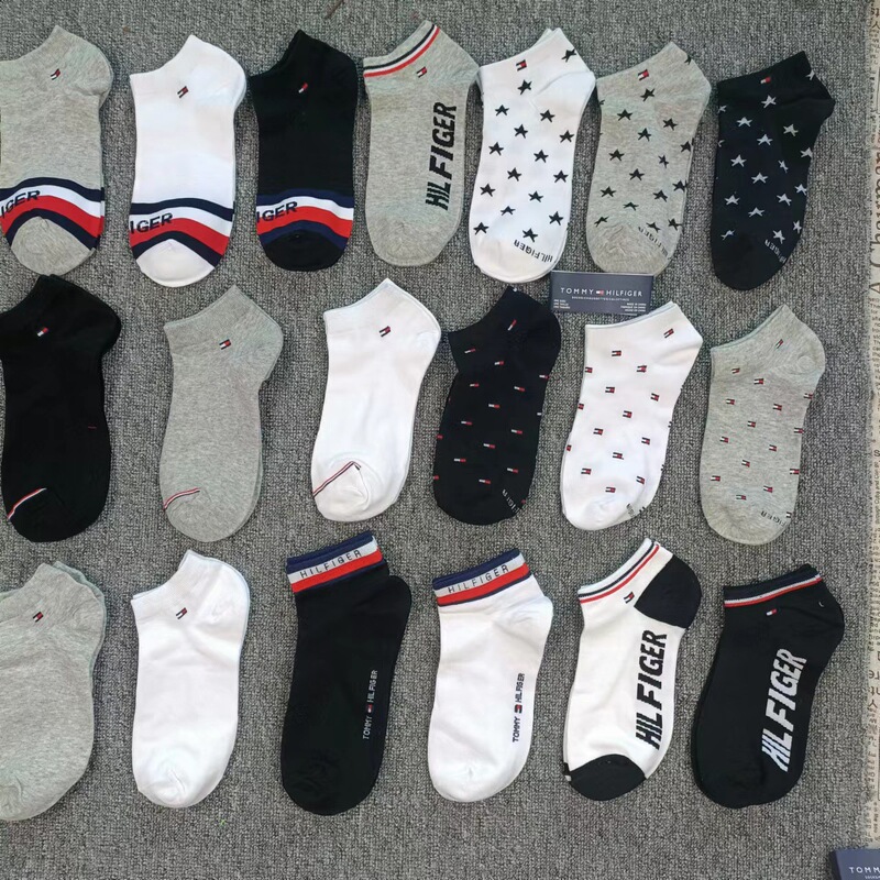 TomyHifigr Tomi black white gray men's and women's boat Socks 3 pairs of foreign trade socks spring and summer sports socks wholesale
