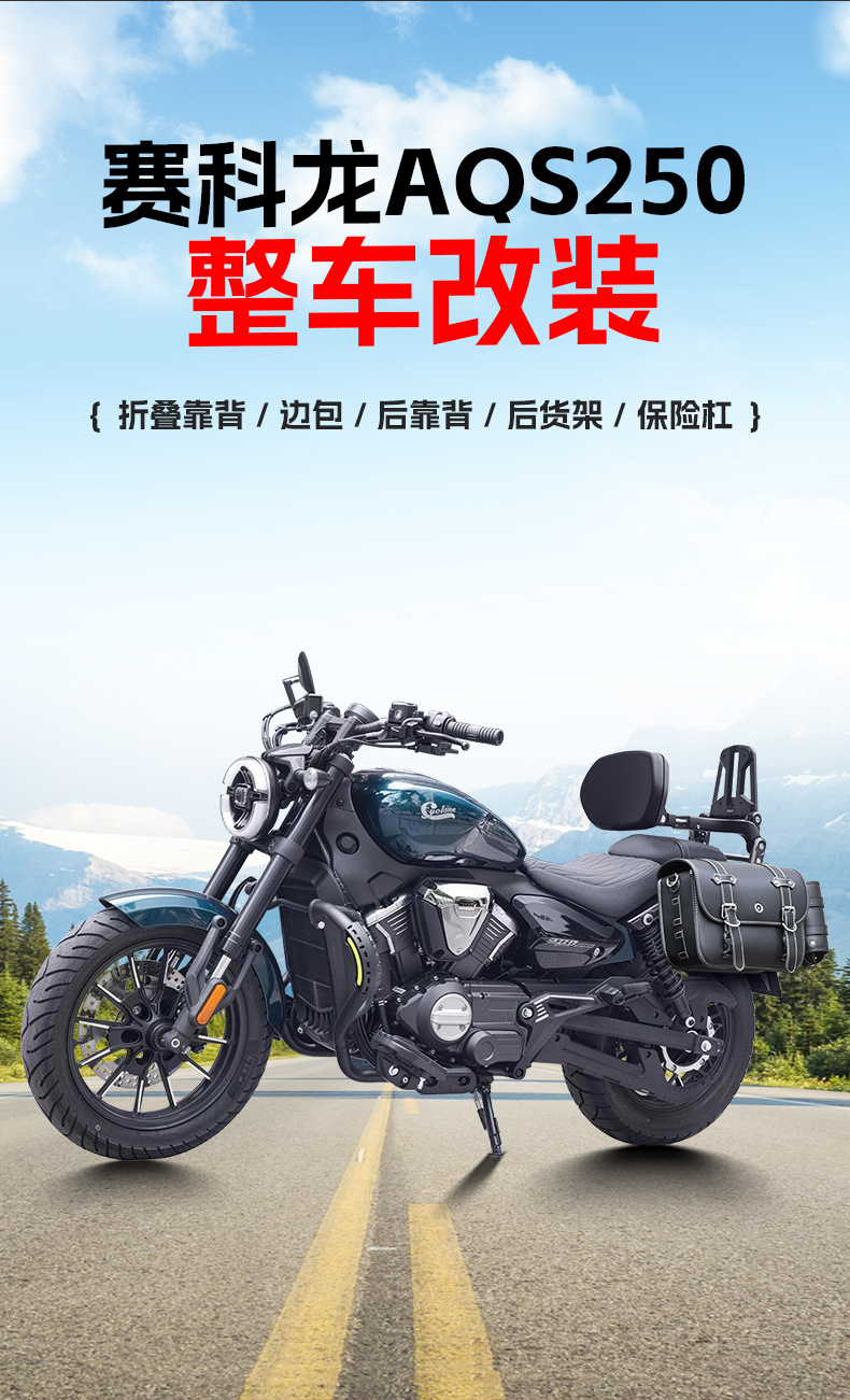 Suitable for Zongshen Cyclone Aqs250 Bumper Folding Backrest Quick-Release Side Bag Rear Rack Rear Backrest Modification Parts