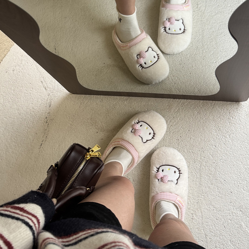 三丽鸥正版棉拖鞋女冬天室内居家毛绒拖鞋冬季加绒保暖家居毛拖鞋|undefined