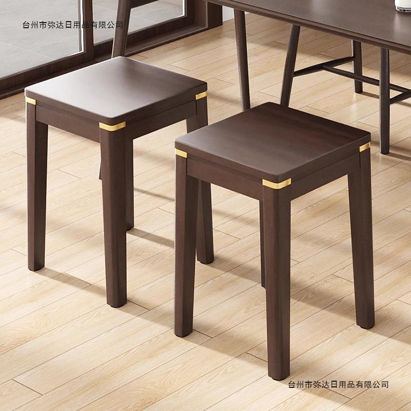 Solid Wood Small Stool for Home Use, Stackable Spare Square Stool, Low Stool for Living Room, Chinese-Style Dining Table Stool, Round Stool, Bench Chair