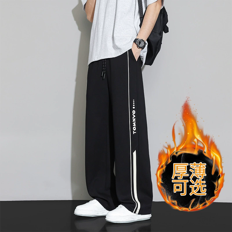 Модные брендовые спортивные брюки для мужчин, весна-осень, в американском ретро-стиле, широкие брюки на флисовой подкладке, молодежные повседневные брюки свободного кроя, стильный тренд 89