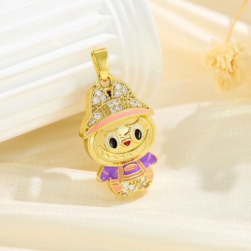クロスボーダー漫画ラブブ油滴色保持銅金メッキかわいい diy アクセサリージュエリーネックレスブレスレットペンダントシングルペンダント|undefined