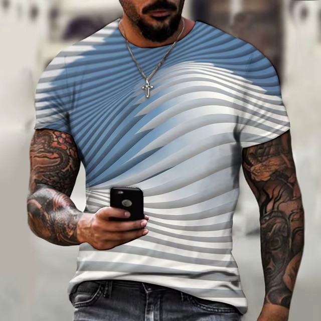Tecnología genial, armadura, impresión 3D, spot 2024, camiseta de hombre transpirable de manga corta con cuello redondo suelto casual de moda