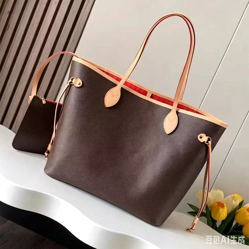 Classic Monogram Women's Bag, High-End Version Neverfull Shoulder Bag, Large Capacity Tote Bag, Shopping Bag