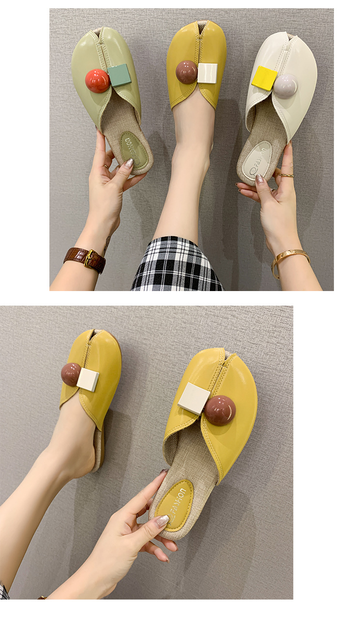 fashion leather splicing cuber decor flat sandals NSZSC58133