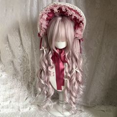 假发女软粉渐变灰长款甜美罗马虎口抓夹双马尾lolita洛丽塔头套式