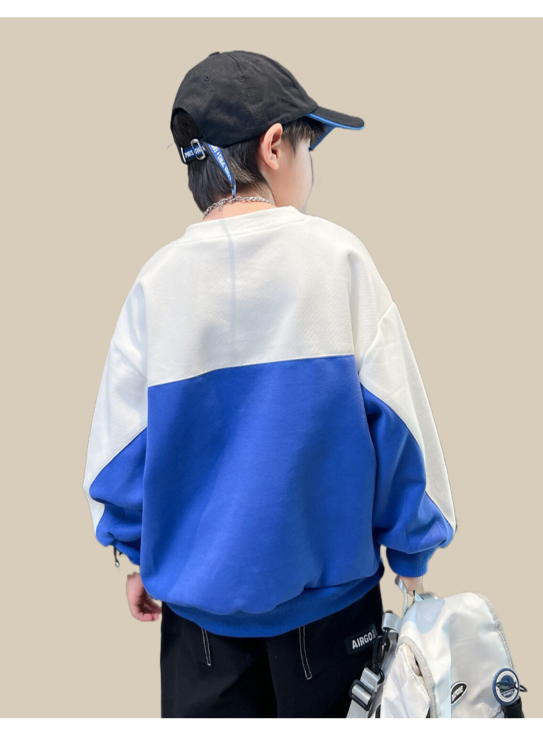 Sweat à capuche garçon à manches longues style color block_voghion.com