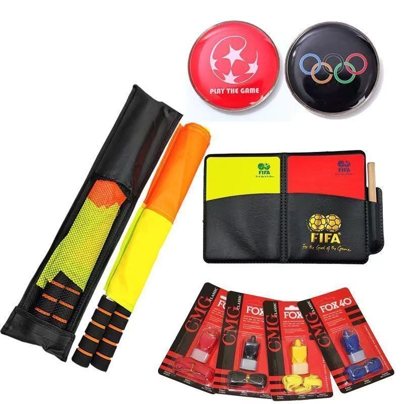Hot-Selling Referee Cards for Football Matches, Including Red and Yellow Cards, Referee Whistles, and Linesman Flags