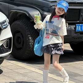 女童裙裤套装2026韩国夏季新款格子蛋糕裙裤洋气儿童甜美半身裙子