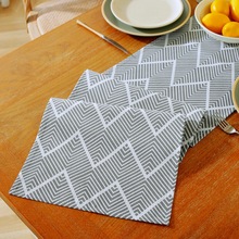 北欧风灰色波纹棉麻桌旗桌面布艺装饰野餐聚会餐垫亚马逊跨境批发
