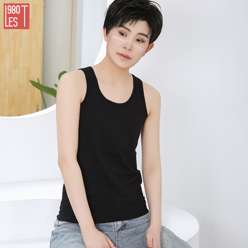 1980 Outer Wear Flat Chest Corset Long Vest Les Summer Sleeveless Pure Color Bottoming Big Breasts Slimming Intimates