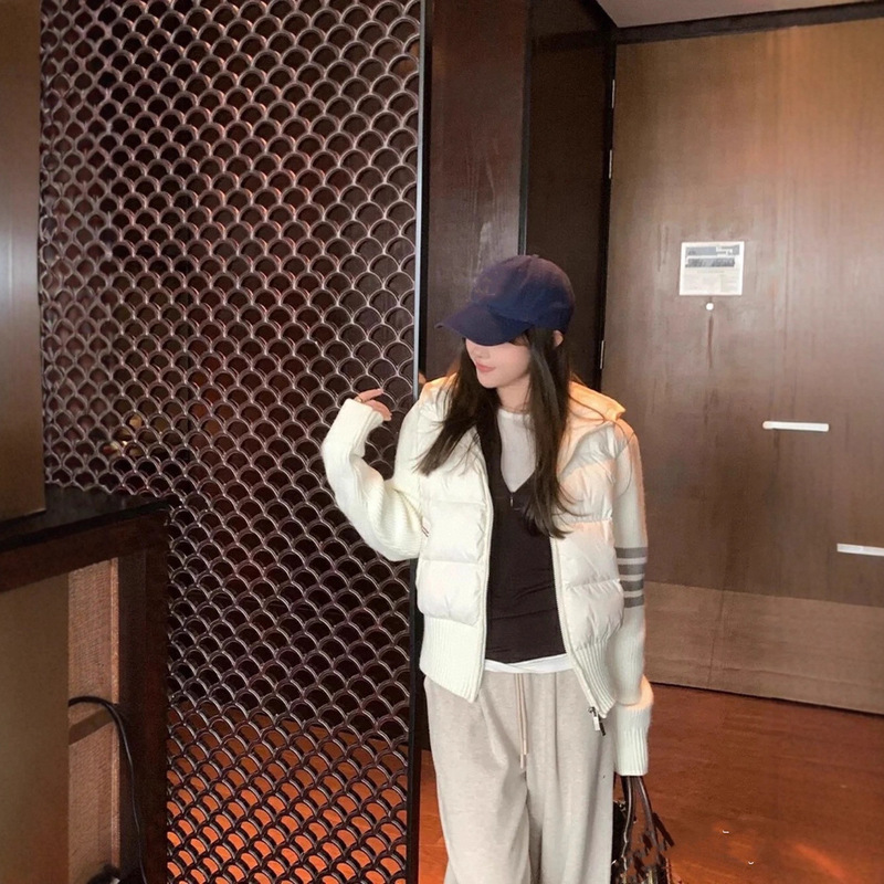 高版本高品质现货TB三色爆款新款女士连帽针织羽绒服外套时尚百搭|undefined