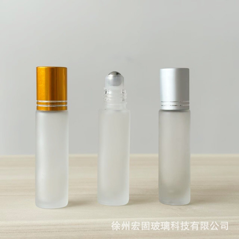 En stock al por mayor 5ml10ml botella de bola de rodillo botella de vidrio de cuentas transparente esmerilado marrón muestra de aceite esencial sub-embalaje botella vacía
