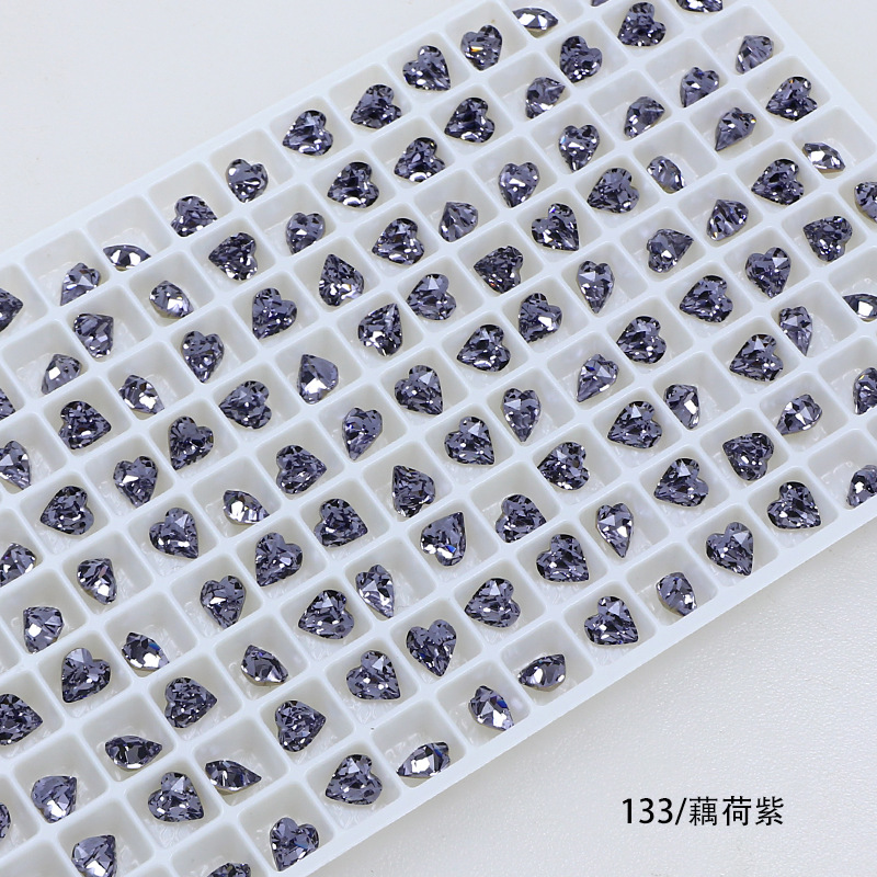 Dongzhou Crystal 6.5MM diamante de vidrio de fondo puntiagudo en forma de corazón de melocotón diamante de forma especial con fondo chapado en plata real