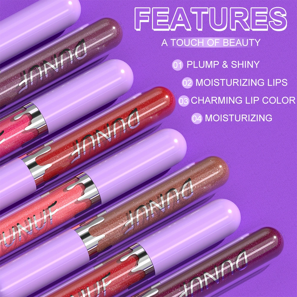 DUNUF Lip gloss, moisturizing shiny set, 5 pieces, mirror effect