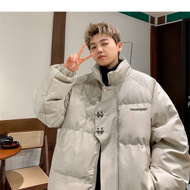 Leather Cotton-padded Jacket Men's Winter Metal Aircraft Buckle American Cotton-padded Jacket Thickened Warm Loose Bread Clothes Cotton_voghion.com