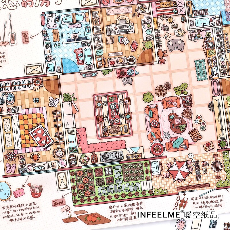 Infeel.Me Extra-Large Size Landscape Stickers My Little House Series 37 Student Fun Journal Toy Stickers Infeel.Me Extra-Large Size Landscape Stickers My Little House Series 37 Student Fun Journal Toy Stickers