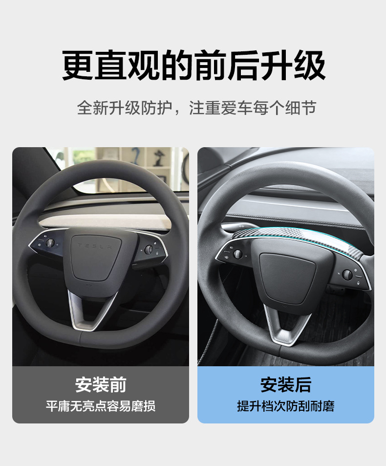 Suitable for Tesla's new Model 3/Y steering wheel decorative trim, juniper steering wheel bright trim decorative accessory