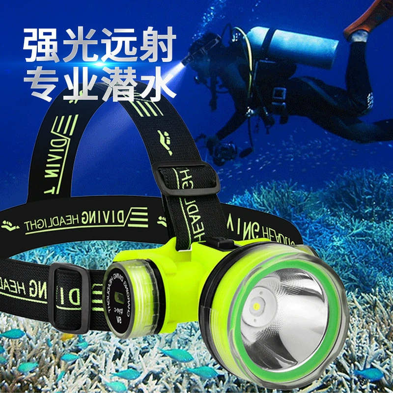 Трансграничный новый светодиодный погружение сильный свет супер яркий водонепроницаемый usb зарядка дальнего излучения дальнего действия глубокого погружения спасательный рыболовный фары