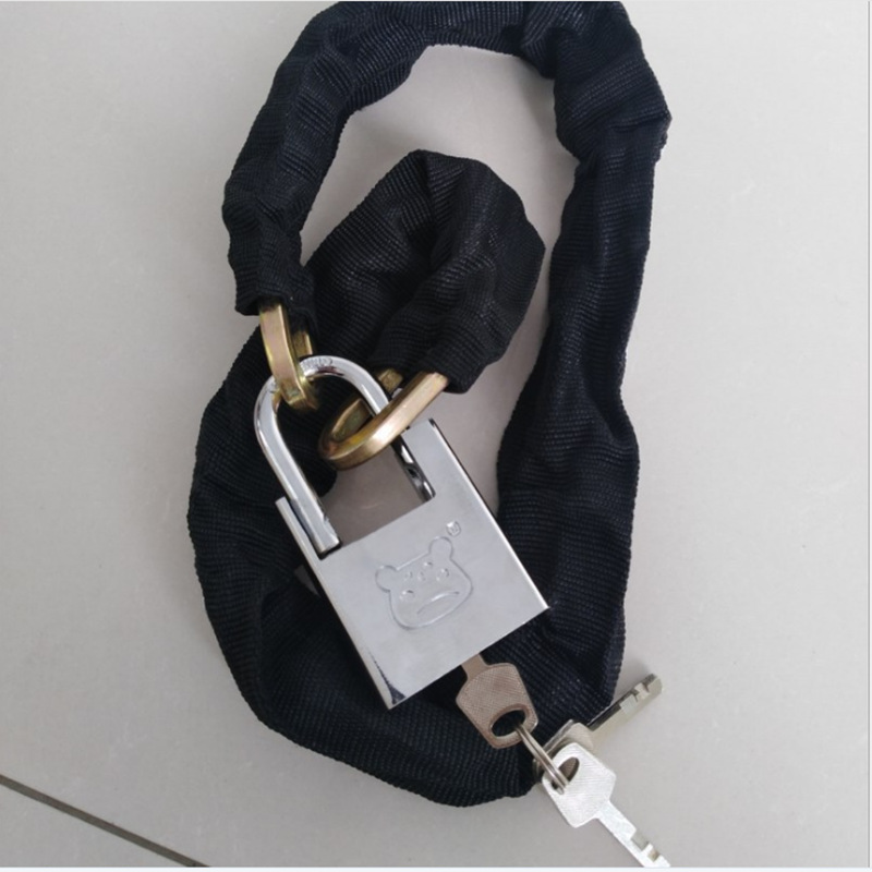Cerradura de la cadena de bicicleta motocicleta antirrobo cerradura de Cabeza Cuadrada negrita bolsa de acero al manganeso cerradura de la cadena bolsa gruesa viga