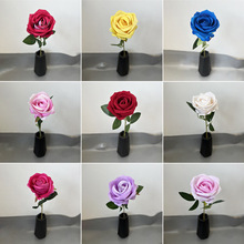 厂家批发婚庆仿真绒布玫瑰花单支家居情人节红色瀑布花墙装饰假花