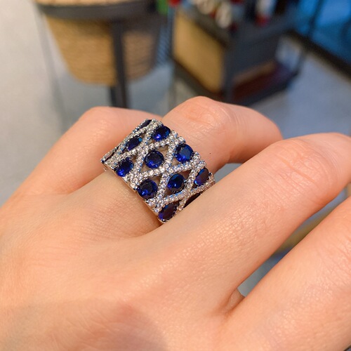 Women's imitation gemstone rings, retro-style diamond-studded rings for ladies, shiny and dazzling