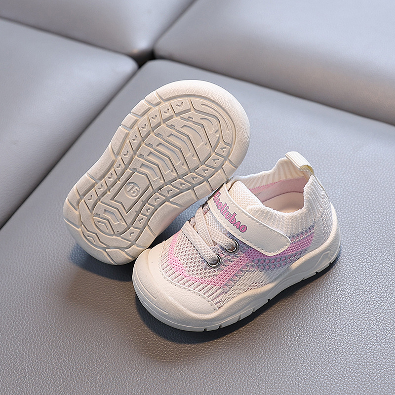 Primavera y otoño nuevos zapatos de malla para bebés zapatos para niños pequeños transpirables zapatos casuales de suela suave de tejido volador para bebés y niños pequeños zapatos para niñas