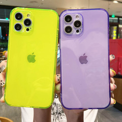 Suitable for iPhone15Promax Phone Case Apple14 Fluorescent Transparent TPU Protective Cover 13 Full Cover Solid Color Model