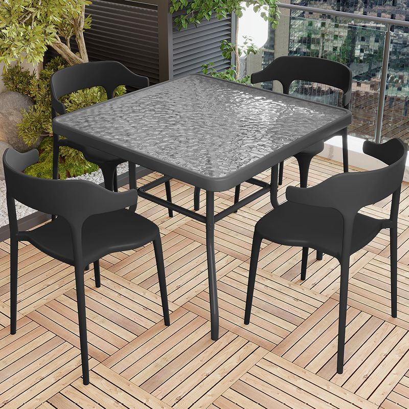 60cm 물잔물결 조립식 사각테이블 + 의자 4개