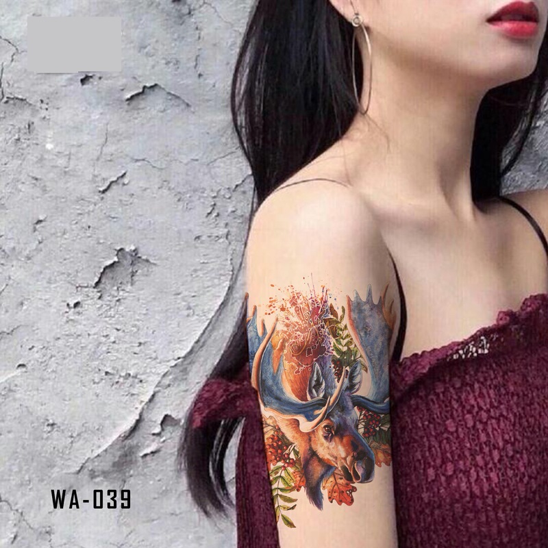 Hot sale painted deer series stickers flower arm transfer tattoo stickers waterproof leg back chest temporary tattoo stickers