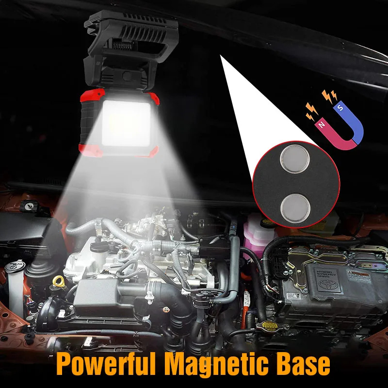 Cross-Border Ce+Rohs Rechargeable Cob Magnetic Clamp Work Light, Rotatable Portable Ultra-Bright Led Work Light