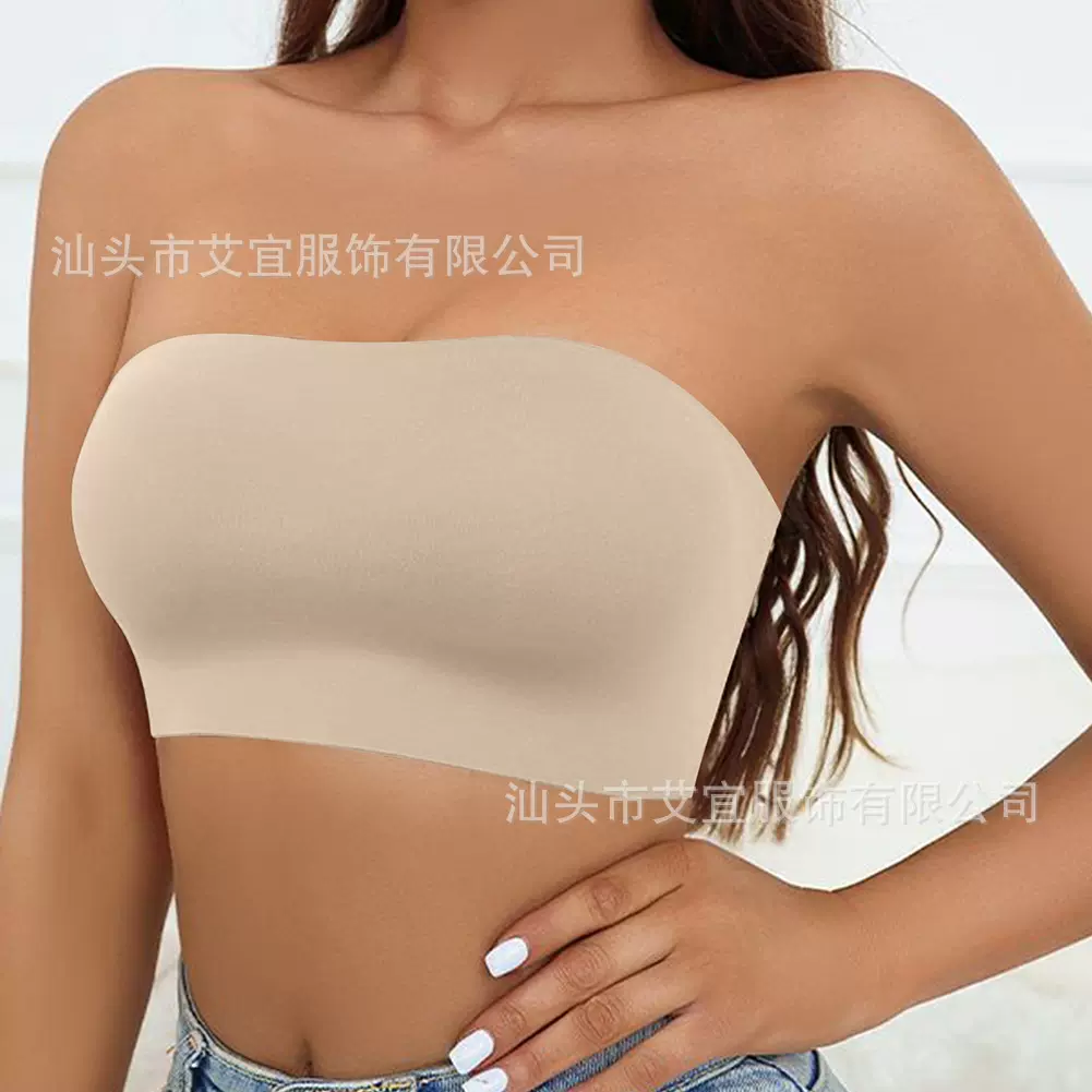 跨境欧美外贸temu专供无肩带硅胶防滑一字围裹胸无痕内衣女士文胸