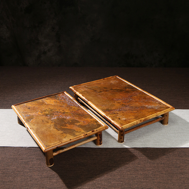 Hecho a mano gran pintura Yunfei roca oblicua pie burbuja seca bandeja de té Buda vientre cuadrado olla estante