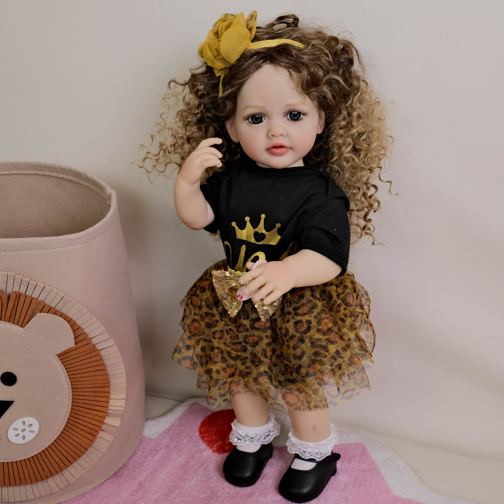 NPK falda de gasa con estampado de leopardo de goma completa de 55 cm simulación renacimiento muñeca Betty fuente de comercio electrónico transfronterizo