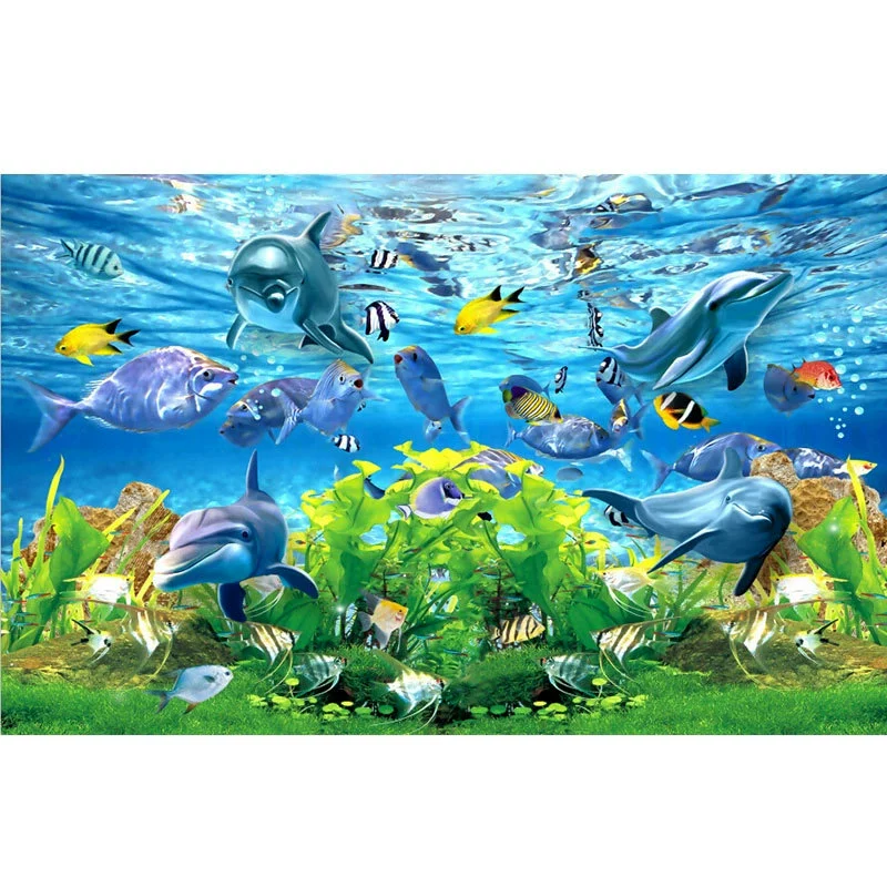 3D ocean mural wall wallpaper, custom pool & kids room backdrop, multiple material options